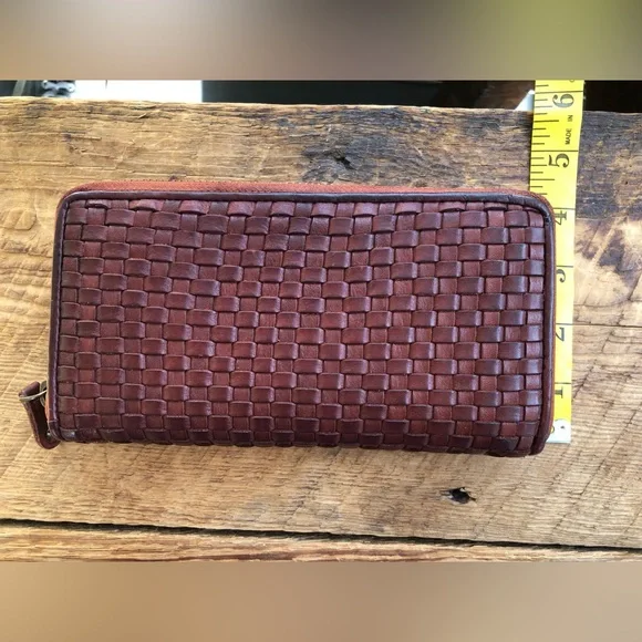 Ashwood Genuine Woven Leather Zip Closure Ladies Wallet Brown - Picture 5 of 16